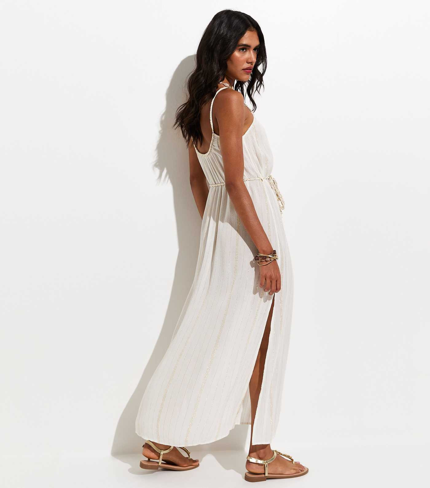 Cream Metallic Braided Trim Beach Maxi Dress | New Look | New Look (UK)