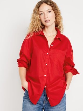 Oversized Button-Down Boyfriend Shirt | Old Navy (CA)