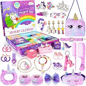 Advent Calendar 2025 Girls 24 Days Christmas Countdown Calendar Kids Unicorn Hair Accessories Sur... | Amazon (US)