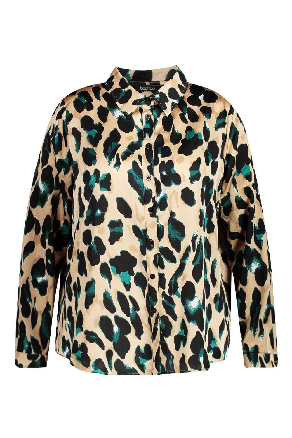 Plus Satin Leopard Shirt | Boohoo.com (UK & IE)