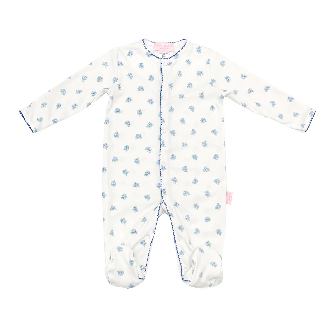 Hydrangeas In Bloom Pima Footed Romper | NANTUCKET KIDS