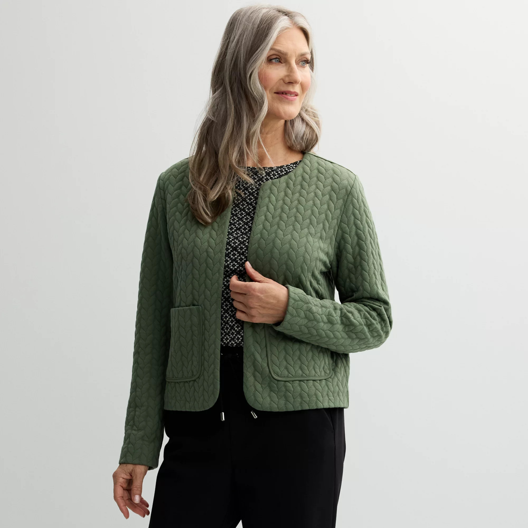 Women's Croft & Barrow® Quilted Knit Jacket | Kohl's