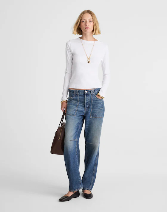 The '90s Long-Sleeve Tee in Compact Cotton | Madewell