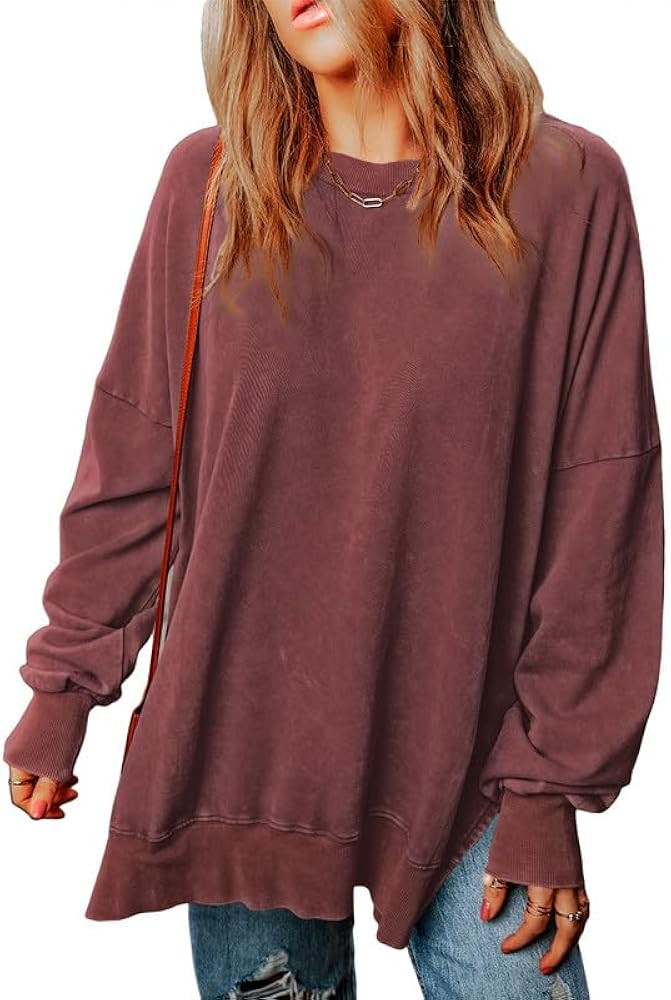 SHEWIN Womens Sweatshirt Casual Long Sleeve Crewneck Lightweight Pullover Tops Loose Sweatshirts | Amazon (US)