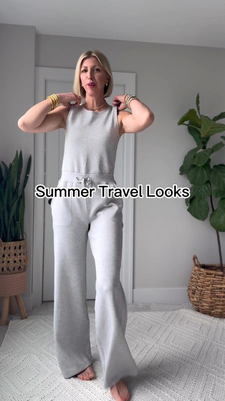 Summer travel outfits to
copy! I love a comfy + pulled together jumpsuit! It’s so versatile to wear on travel day and also the rest of your trip👏🏻

Use my code: SARAHKELLYSTYLE for 10% off + free shipping on this amazingly soft + breathable jumpsuit
(I have it in 3 colors)  

#LTKVideo #LTKTravel #LTKOver40