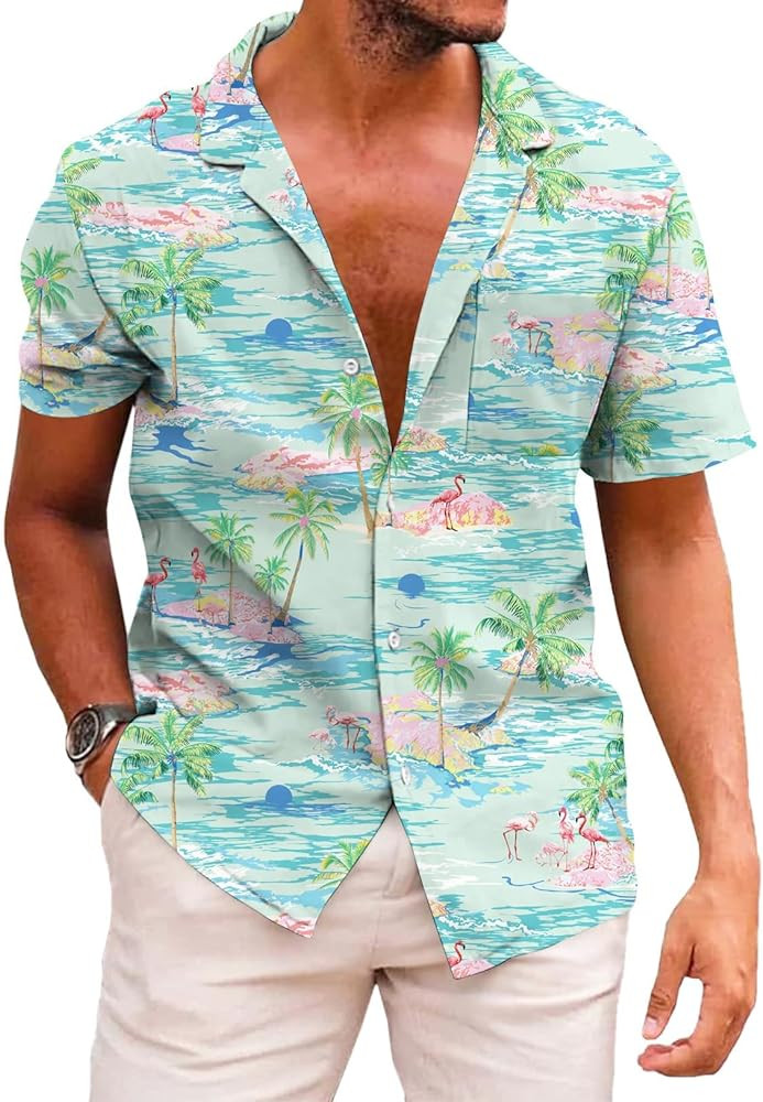 KYKU Funky Hawaiian Shirt for Men Palm Beach Shirts Tropical Vacation Clothes | Amazon (US)