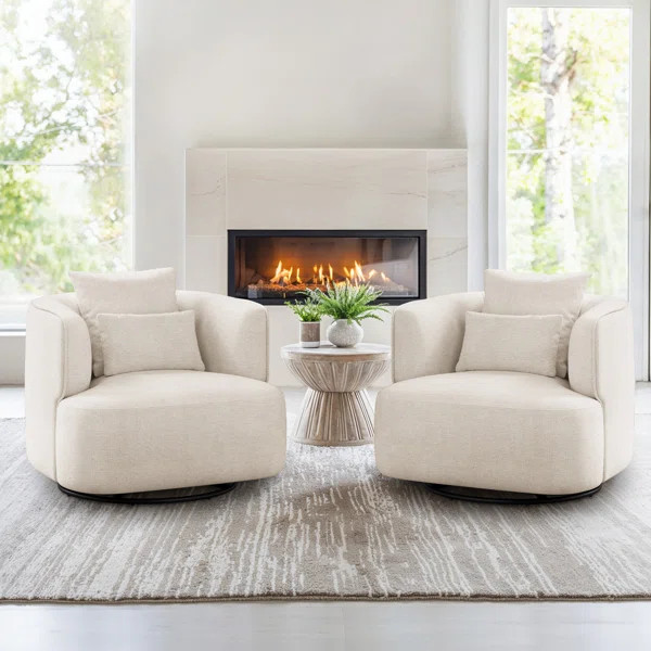 Darna 32.3" Wide Upholstered Swivel Accent Chair（Set Of 2） | Wayfair North America