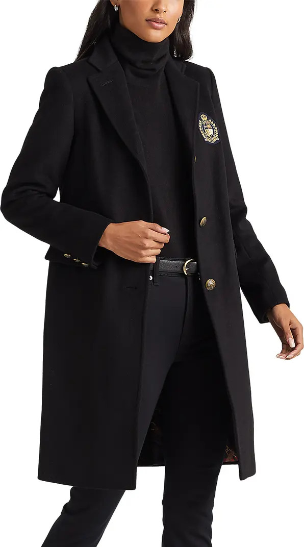 Crest Patch Wool Blend Coat | Nordstrom