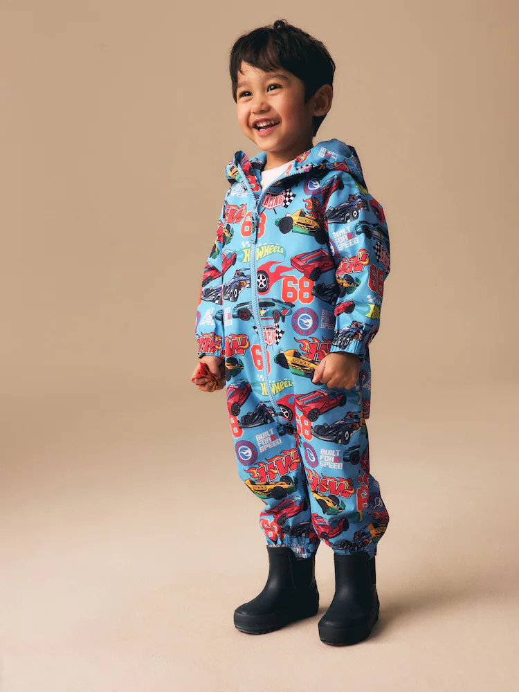 Buy Hot Wheels Blue Waterproof Fleece Lined Puddlesuit (3mths-7yrs) from Next USA | Next US