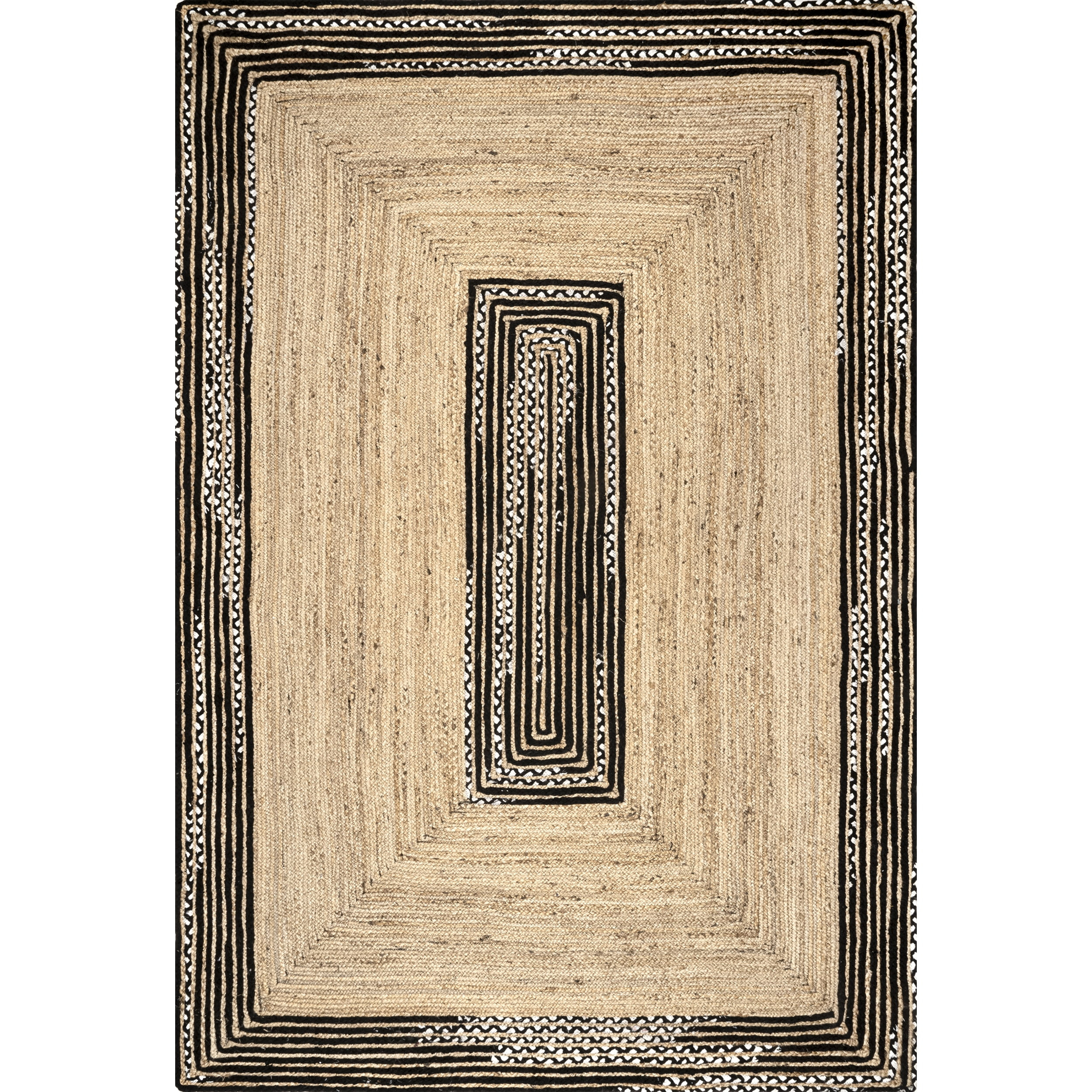 nuLOOM Chantal Braided Jute and Cotton Border Area Rug, 8' x 10', Natural | Walmart (US)