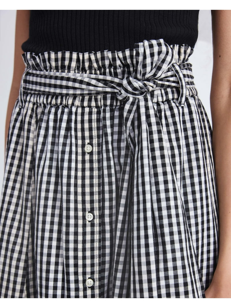 Free Assembly Women's and Women's Plus Cotton Button Front Midi Skirt with Paperbag Waist, Sizes ... | Walmart (US)