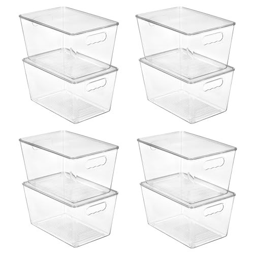 Vtopmart 8 Pack Clear Stackable Storage Bins with Lids, Large Plastic Containers with Handle for Pantry Organization and Storage,Perfect for Kitchen, Fridge, Cabinet, Bathroom Organizer | Amazon (US)