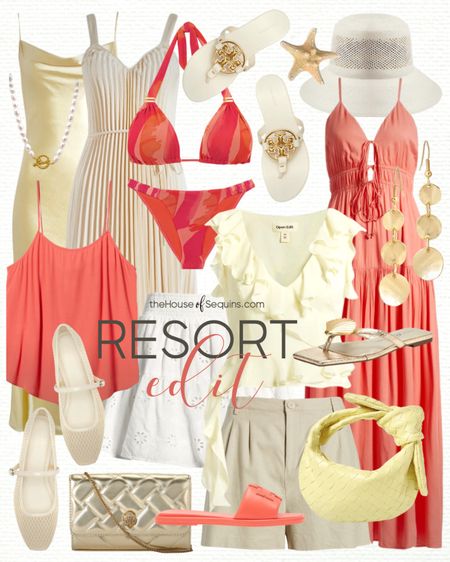 Shop these Nordstrom Vacation Outfit and Resortwear finds! Summer outfit Beach travel outfit, swimsuit coverup, Tory Burch Metal Miller sandals, straw bucket hat, satin slip dress, Bottega Jodie, gold clutch, mesh Basket flats, eyelet mini skirt, bikini, linen shorts, ruffle top, maxi dress, pearl necklace and more!

Follow my shop @thehouseofsequins on the @shop.LTK app to shop this post and get my exclusive app-only content!

#liketkit #LTKSwim #LTKSeasonal #LTKTravel
@shop.ltk
https://liketk.it/4G6kb