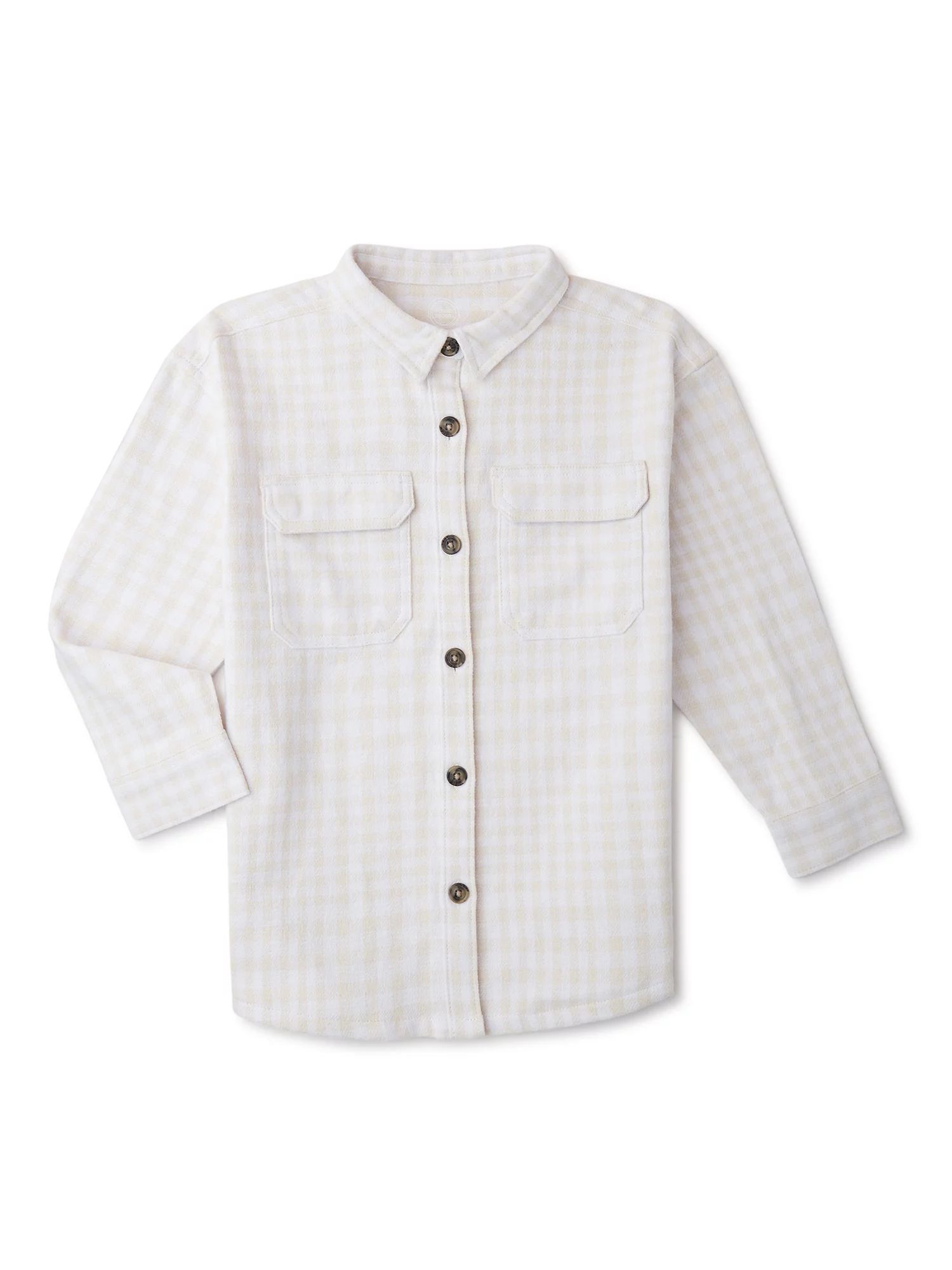 Wonder Nation Girls Long Sleeve Plaid Shacket, Sizes 4-18 & Plus | Walmart (US)