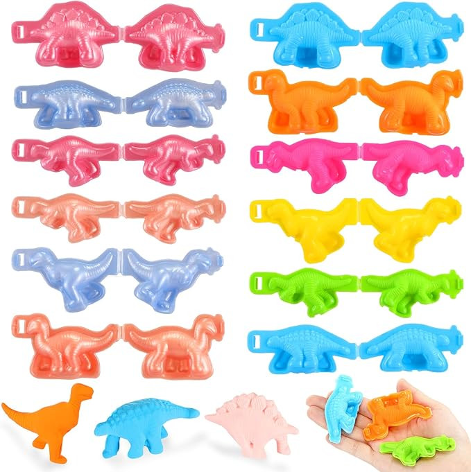 HyDren12 Pieces Play Dough Tools Dinosaur Plastic Molds Kits Colorful Dinosaur World Dough Toys S... | Amazon (US)