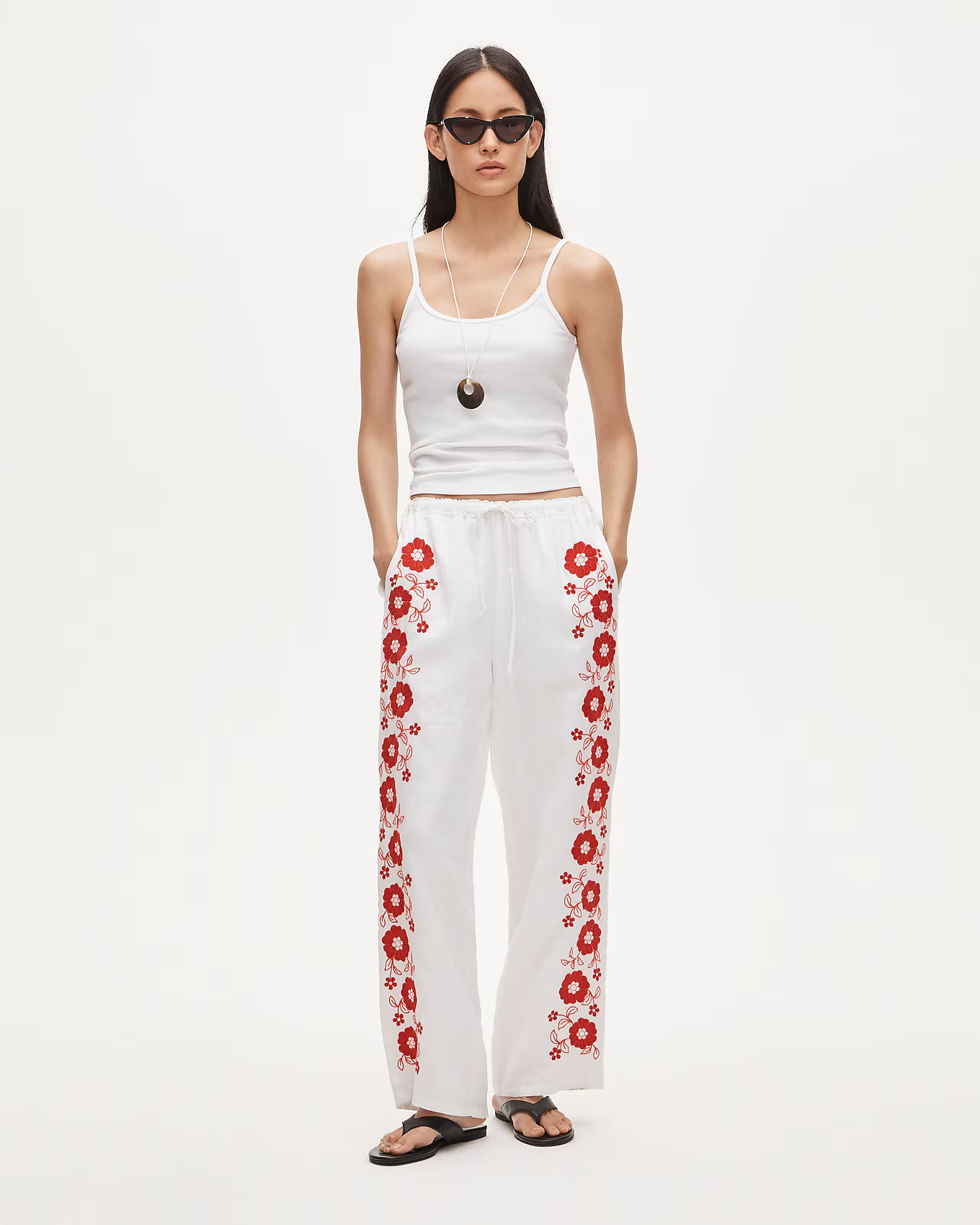 Soleil pant in embroidered linen | J. Crew US