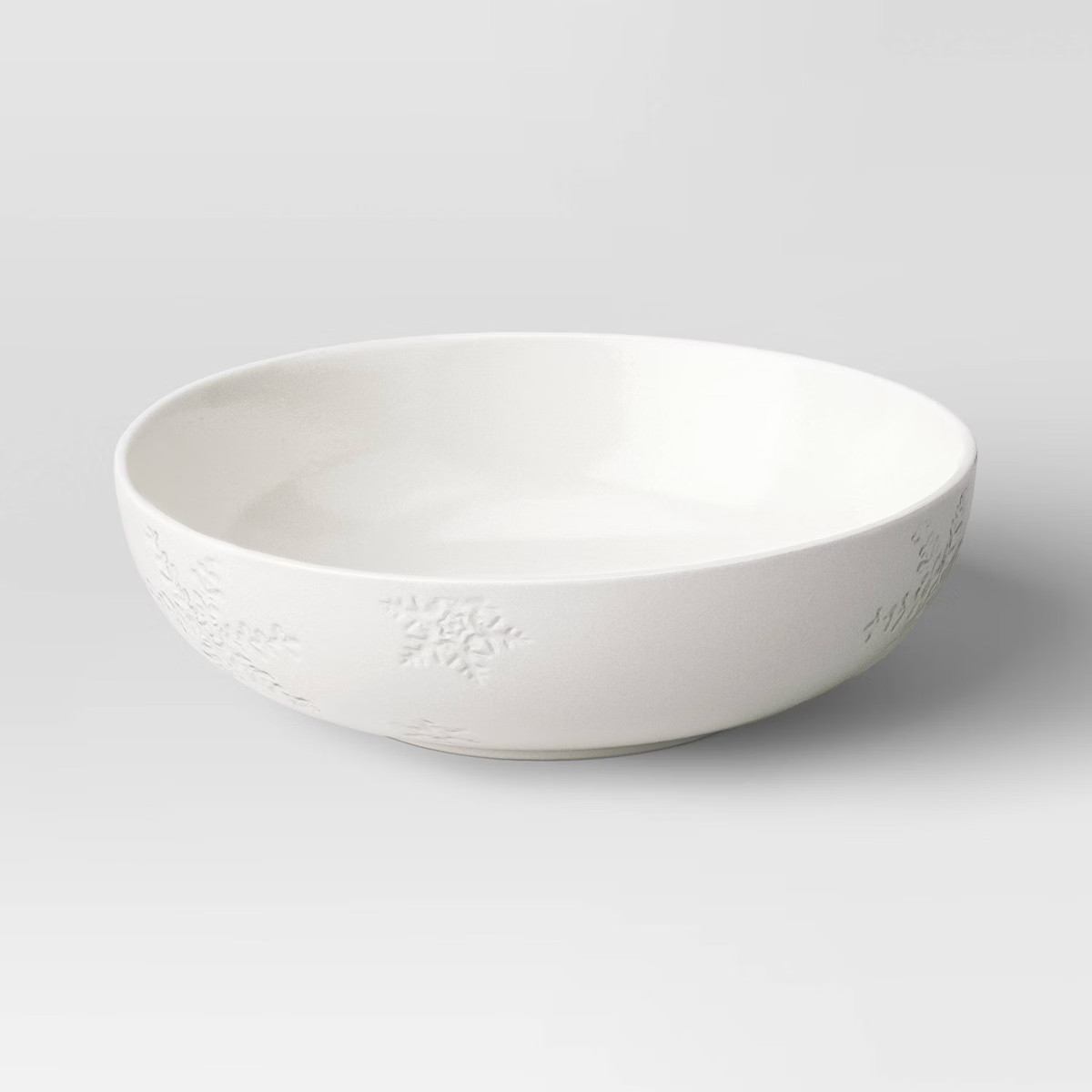 98oz Snowflake Serving Bowl White - Threshold™: Stoneware, Winter Theme, Microwave & Dishwasher... | Target