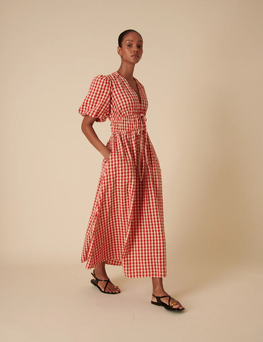 Red Gingham Scottie Midi Dress | Nobody's Child