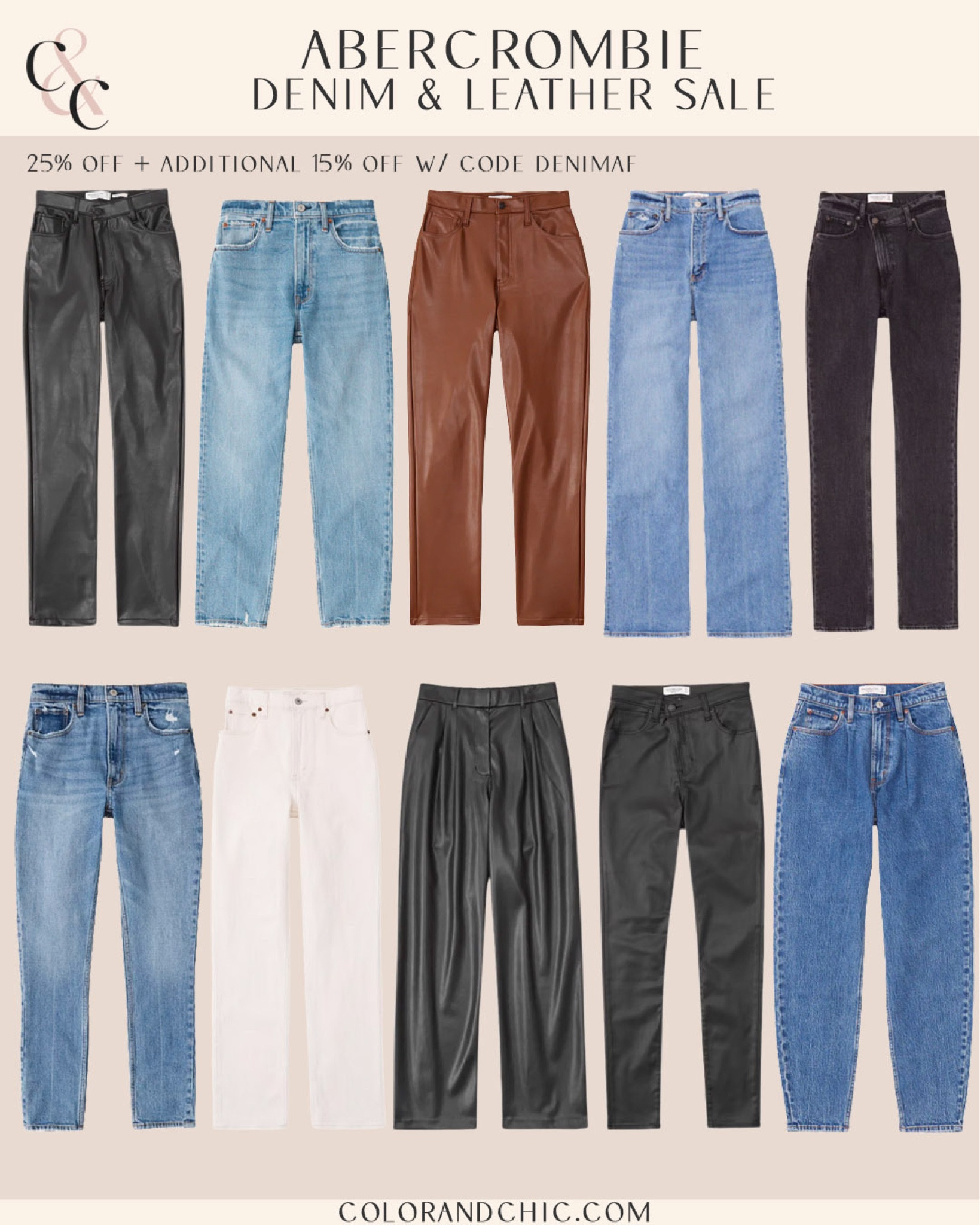 Abercrombie Denim and Leather Sale! 25% off plus an addition 15% off with promo code DENIMAF! Includes all denim and leather pants plus all Abercrombie kids pants + select men’s pants. A great sale to get all different styles of jeans or leather pants. Linking other styles I like, also. 

#LTKSeasonal #LTKstyletip #LTKsalealert