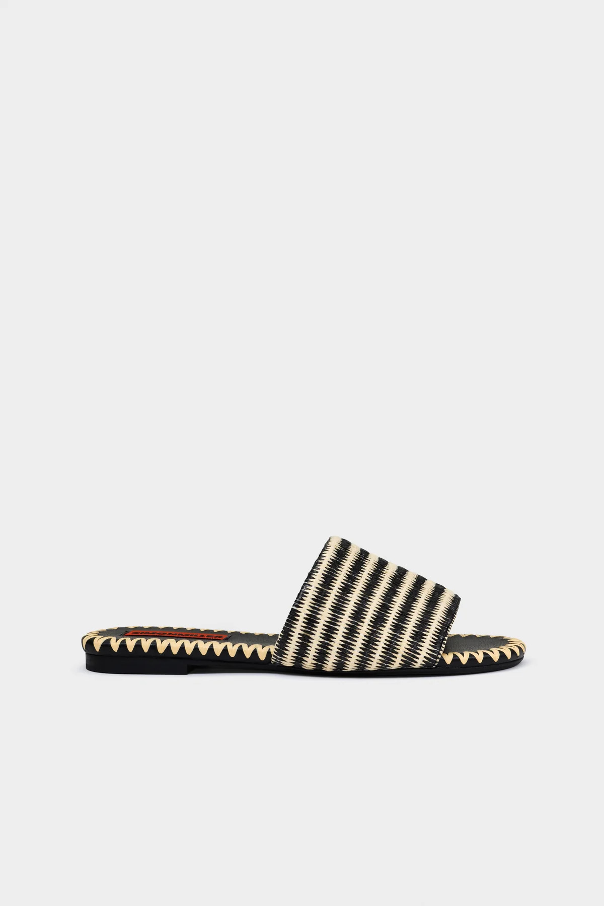 Stripe
           Raffia Salerno Slide in Black/Natural | Simon Miller