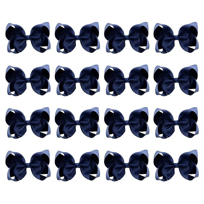 DEEKA 16 PCS 4" Hand-made Hair Bow Grosgrain Ribbon Solid Color Hair Bow Alligator Clips Hair Acc... | Amazon (US)