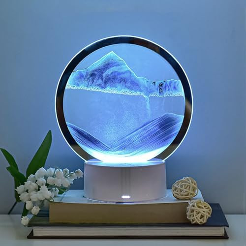 CRLKSSJX Moving Sand Art Lamp, 3DMoving Sand Art, Quicksand Bedside Lamp, Creative Glass Sand Painting Colorful Night Light, Home Relaxation and Office Decoration | Amazon (US)