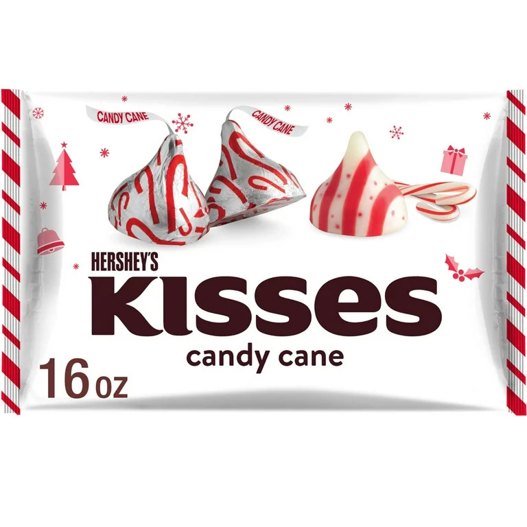 HERSHEY'S KISSES Candy Cane Flavored, MDA05&nbsp;Christmas Candy Bag, 16 oz | Walmart (US)