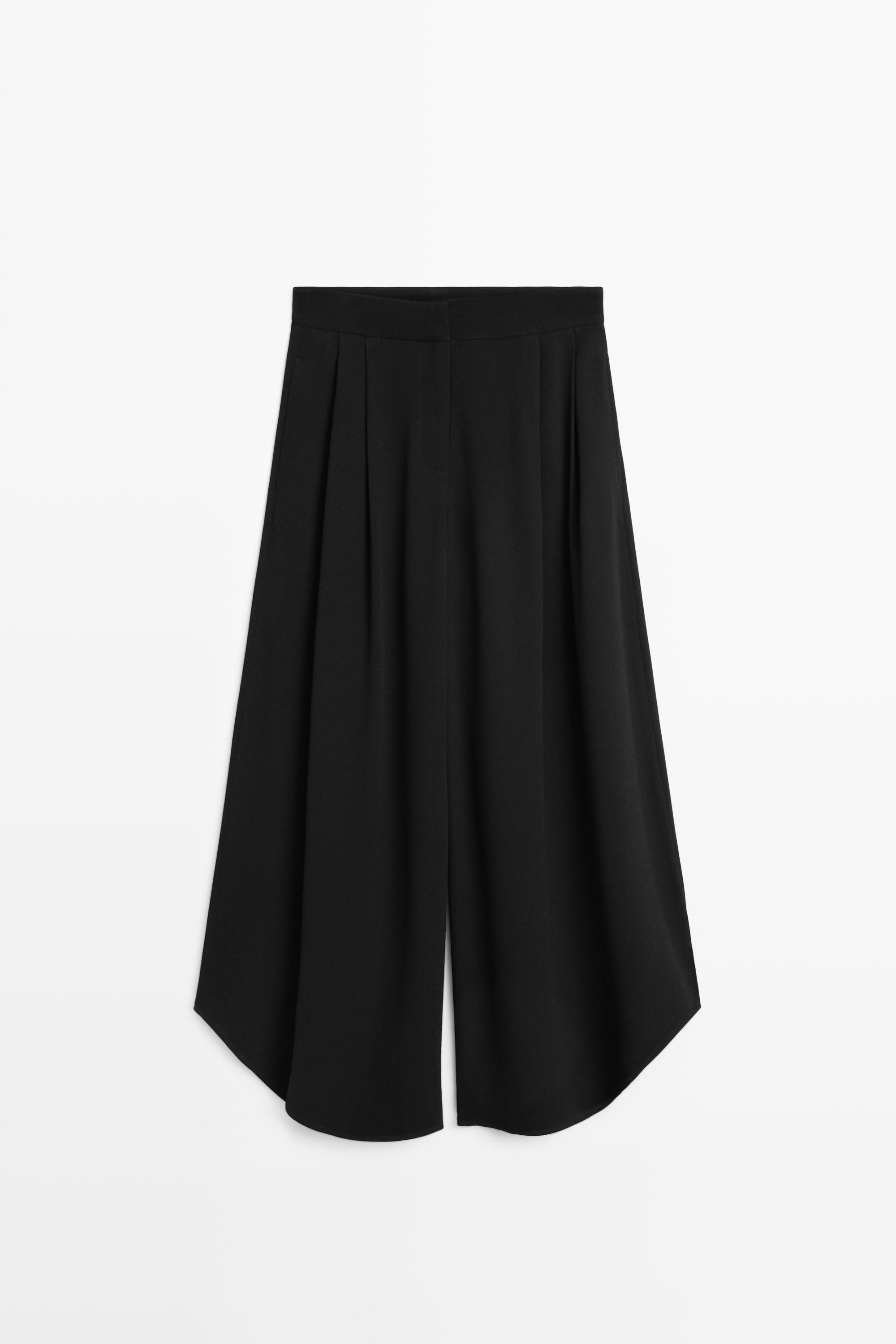 Voluminous wide-leg pleated pants - BLACK | Massimo Dutti UK