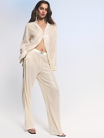 Sequin Shine Long Pajama Set, White/ivory, Smallshort - Women's Sets - Victoria's Secret | Victoria's Secret (US / CA )