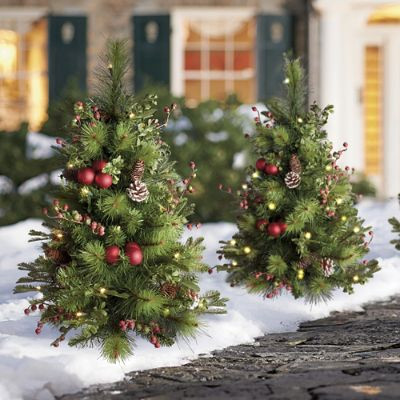 Hadley Holiday Cordless Pathway Tree, Set of Two | Grandin Road | Grandin Road