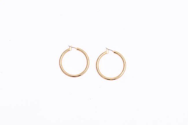 Hear You Out Gold Medium Hoops | Pink Lily