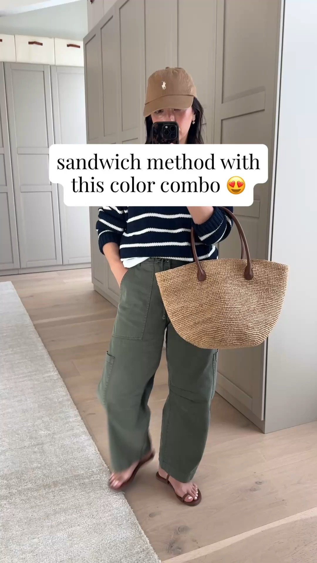 Casual outfits are my favorite andn
Obsessed with this color combo 😮‍💨. 

Aritzia sweater xs
Everlane box cut tee medium
Pistola cargo pants petite 25 - could wear the petite 24
Tkees phoebe sandals 5
Aritzia tote
Polo Ralph Lauren hat
Electric Picks earrings
Dorsey James necklace 15”

#LTKmomlife #LTKootd #LTKPetite