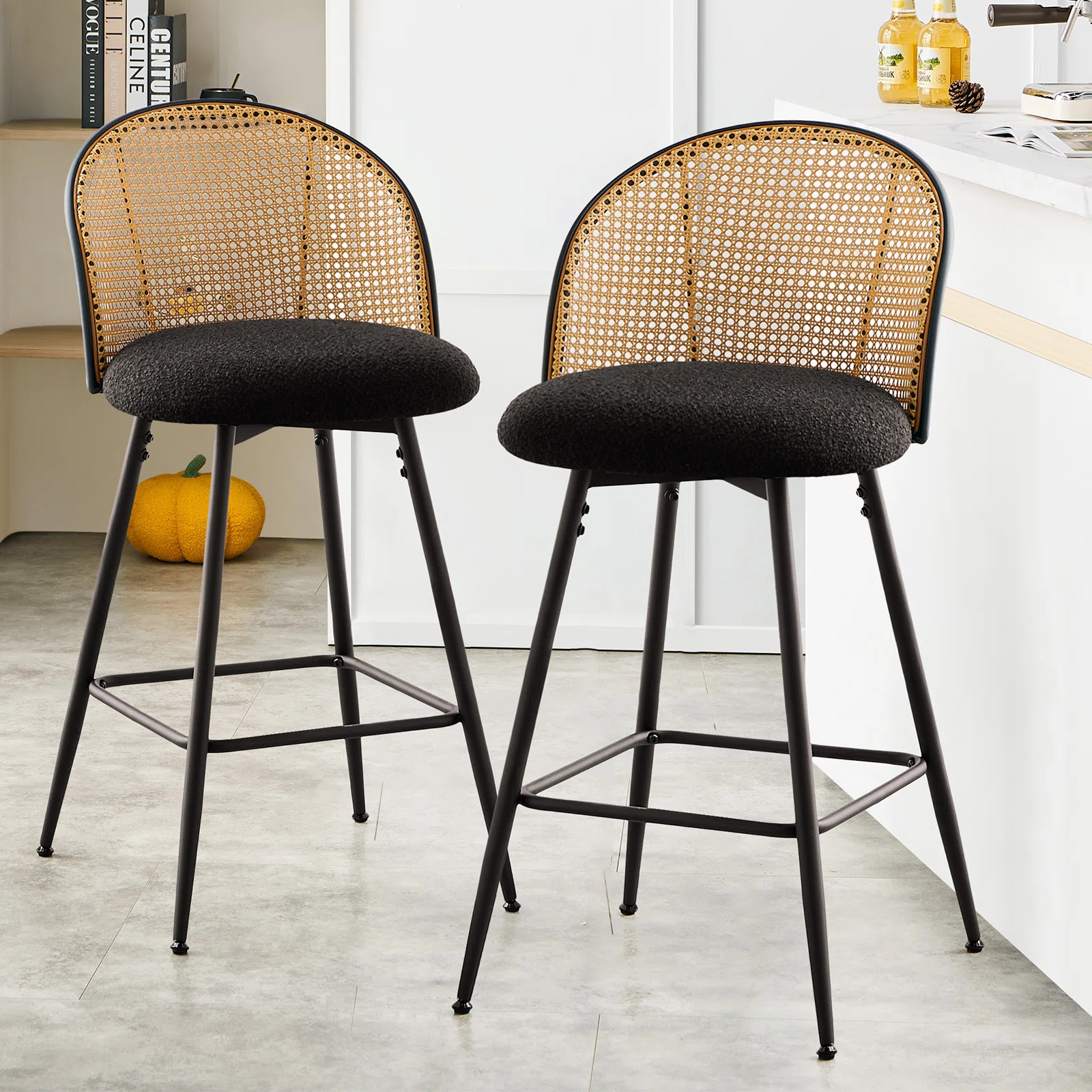 Bay Isle Home™ Aansu Swivel Boucle Upholstered Counter & Bar Stool & Reviews | Wayfair | Wayfair North America