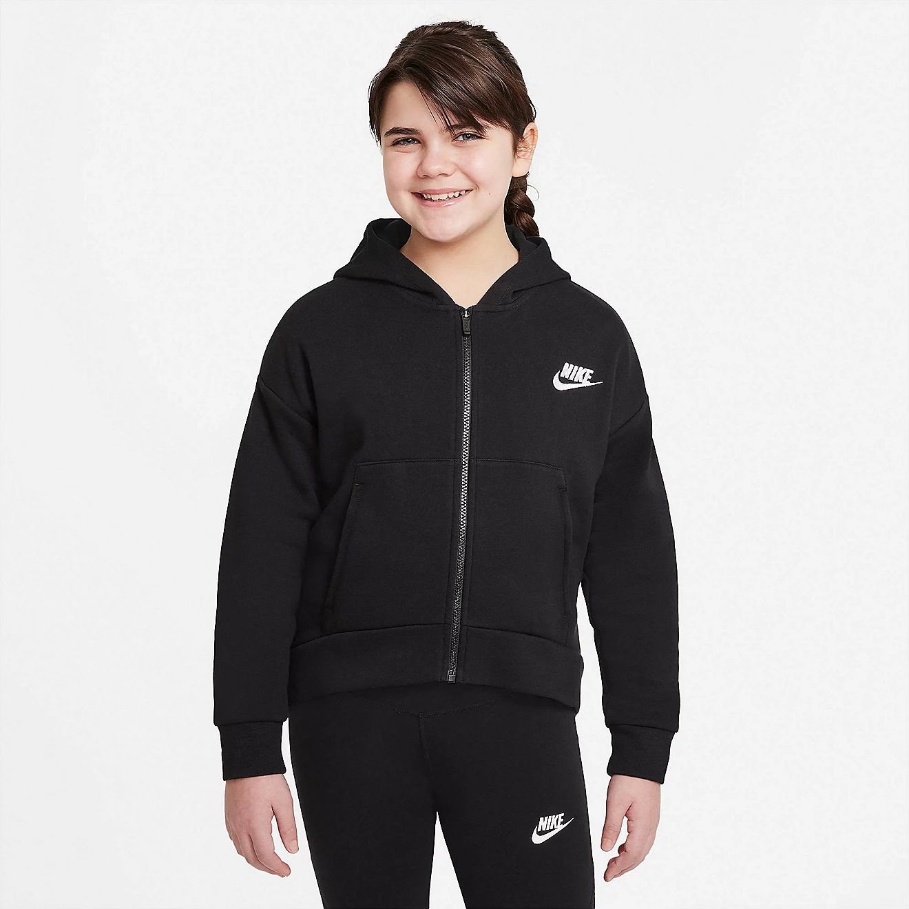 Nike Girls' Sportswear Club Fleece Full Zip Hoodie | Academy Sports + Outdoors