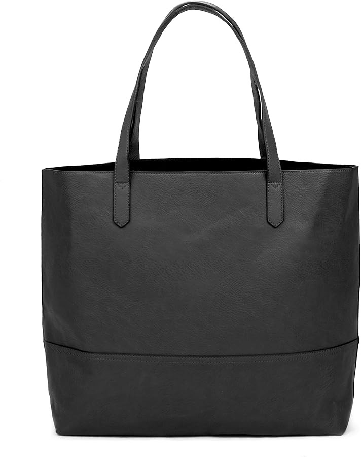 Large Vegan Leather Tote - Womens Slouchy Shoulder Bag with Open Top | Amazon (US)