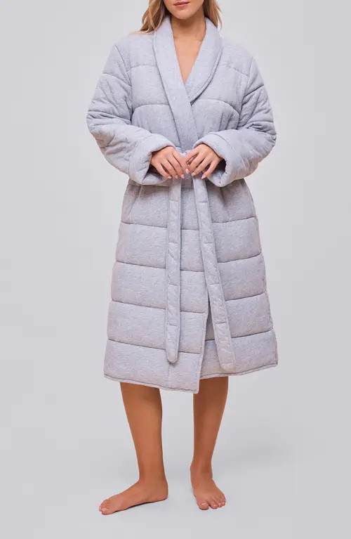 Papinelle Cuddle Puffa Quilted Cotton Midi Robe in Grey at Nordstrom, Size Medium | Nordstrom