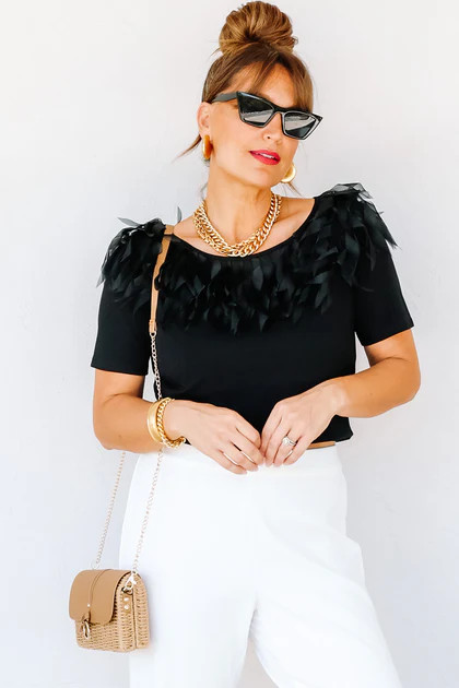 AZI Moira Black Short Sleeve Top | The Willow Tree