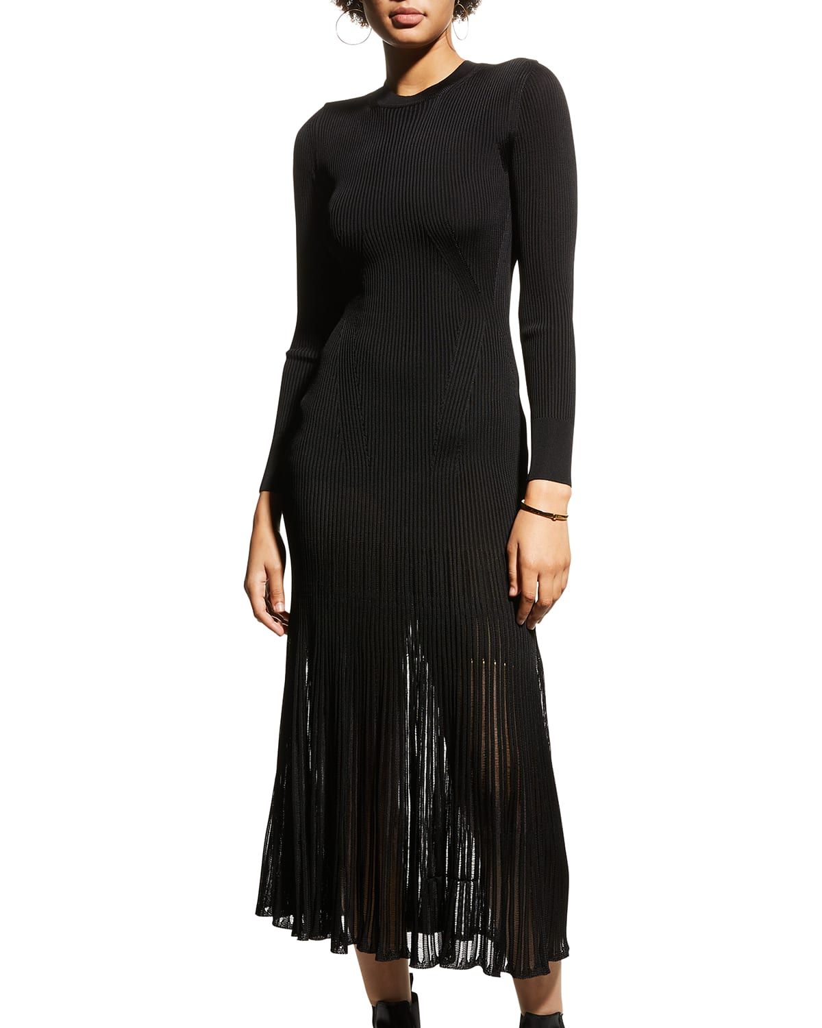 Ribbed Long-Sleeve Maxi Dress | Neiman Marcus
