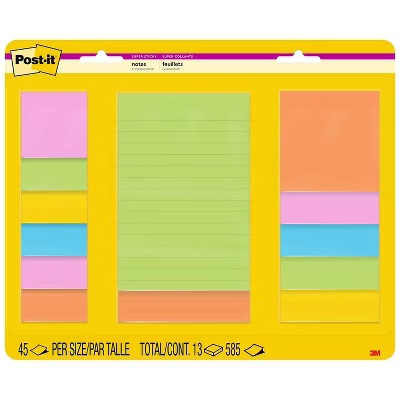 Post-it Super Sticky Notes Assorted Sizes Energy Boost Lined & Unlined 45 Sheets/Pad  13 Pads/Pack | Target