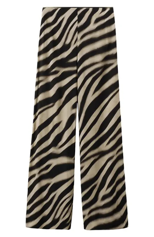 MANGO Zebra Print Straight Leg Pants in Black at Nordstrom, Size 8 | Nordstrom
