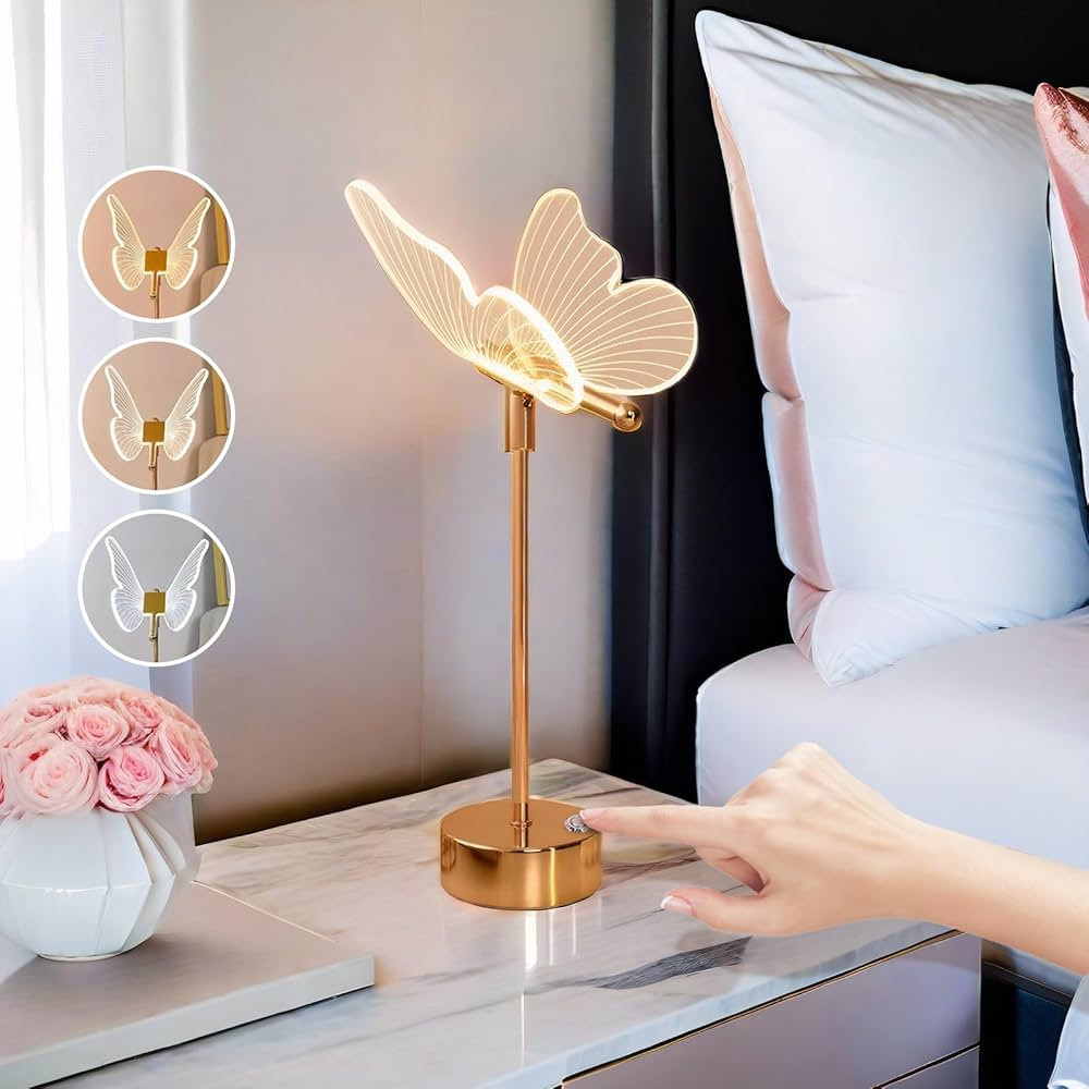 This item:  BROVOKIN LED Butterfly Table Lamps,Cute Beside Lamps Nightstand Lamp,Cordless Table L... | Amazon (US)