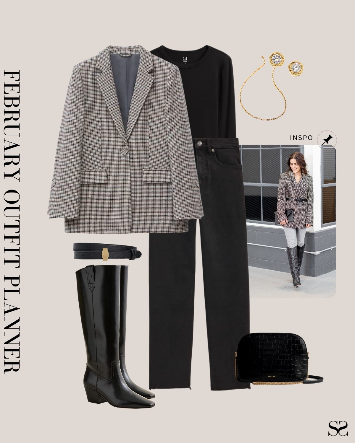 Monthly outfit planner FEBRUARY: Winter outfits | skinny jean, blazer, long sleeve tee, knee high boots, belt, date night outfit 

#classicstyle #LTKstyletip #winteroutfit #springoutfit #casualchic #transitionaloutfit

#LTKootd #LTKgrwm