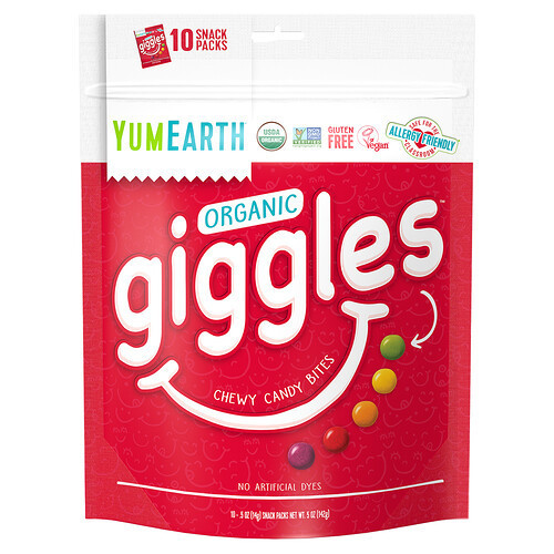 YumEarth, Organic Giggles, Chewy Candy Bites, 10 Snack Packs, 0.5 oz (14 g) Each | iHerb