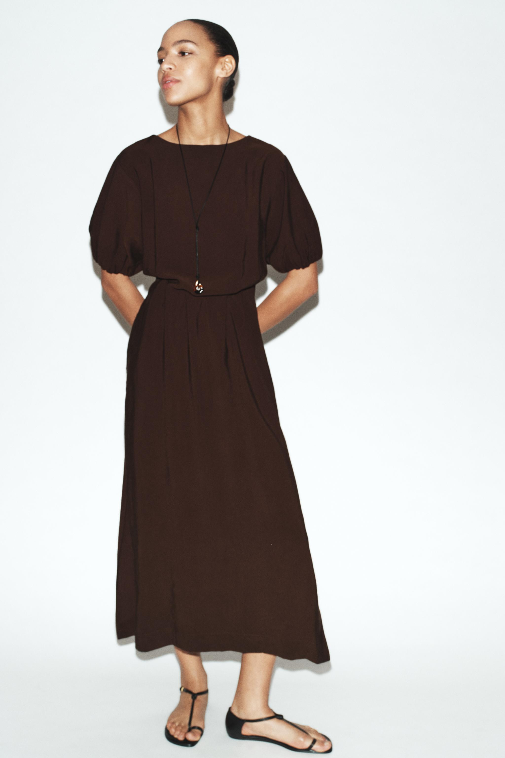 FLOWING PLEATED MIDI DRESS | Zara UK