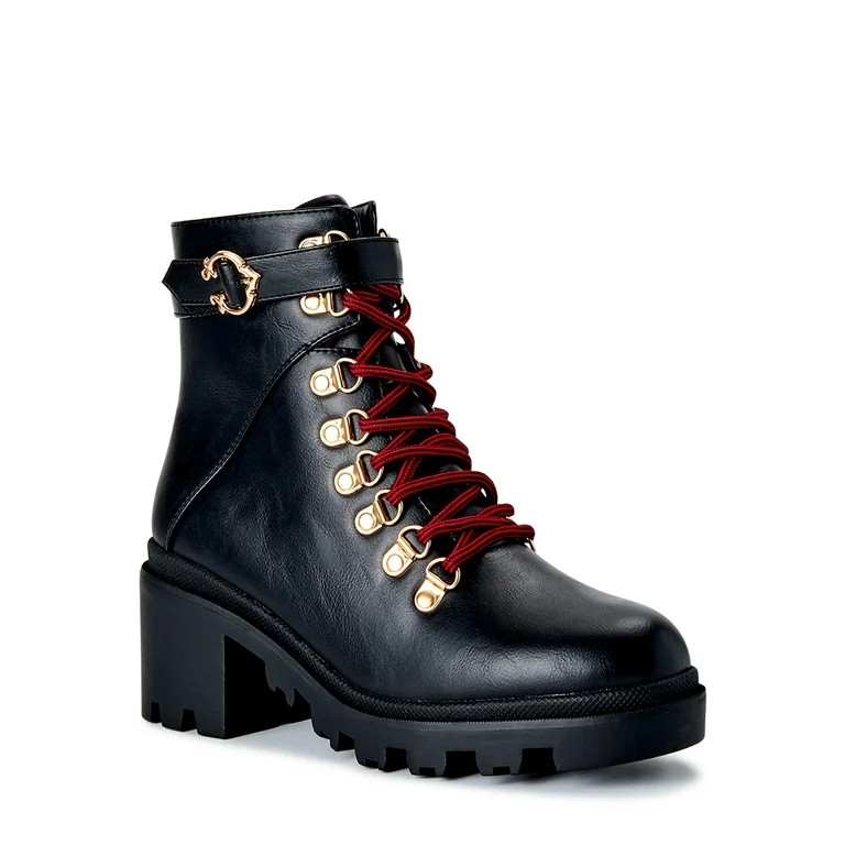 C. Wonder Women's Laney Lug Sole Lace Up Boots | Walmart (US)