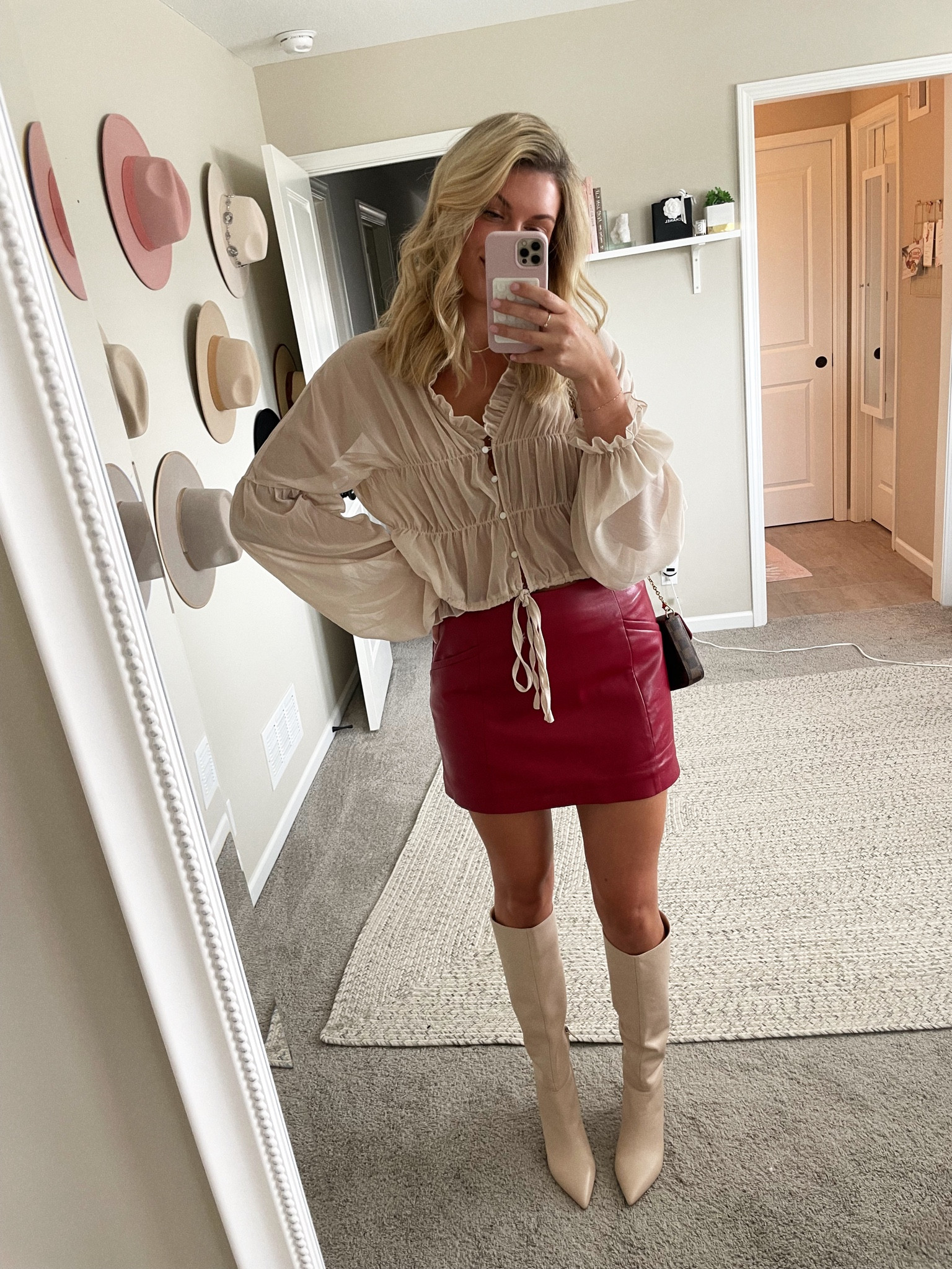 Last nights outfit! Absolutely love this red skirt  

#LTKSeasonal #LTKshoecrush #LTKbeauty