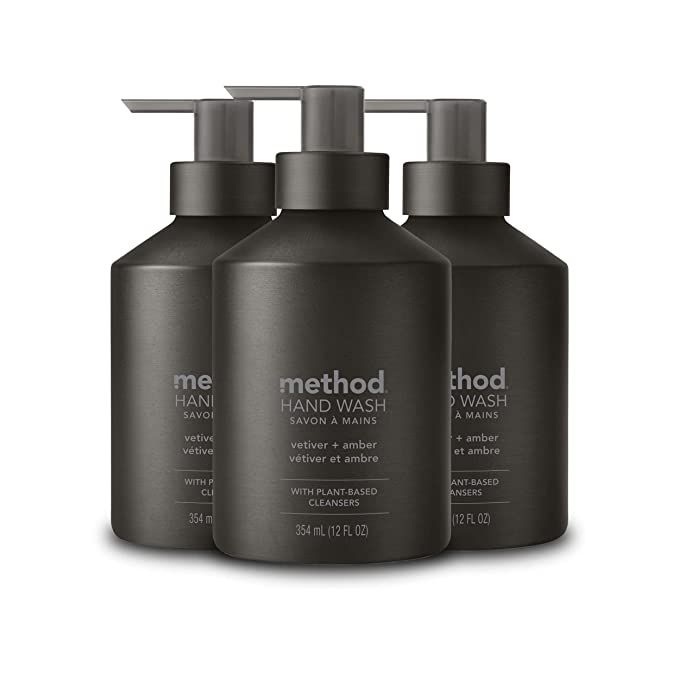 Method Gel Hand Soap, Vetiver + Amber, Reusable Black Aluminum Bottle, 12 oz, 3 Pack | Amazon (US)