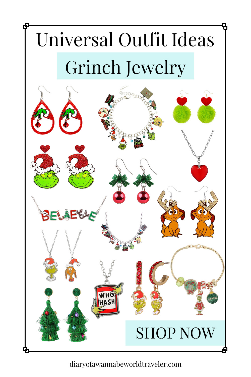 This Grinch-themed jewelry adds the cutest touch of Whoville sparkle to your Universal Studios holiday outfit 💚🎄 Perfect for Grinchmas meet-and-greets, Seuss Landing photos, or adding a festive pop of color to your park-day look — fun, playful, and totally holiday-ready.


#GrinchJewelry #UniversalStudiosStyle #UniversalStudiosOutfit #Grinchmas #SeussLanding #UniversalHolidays #HolidayAccessories #ChristmasJewelry #UniversalOrlando #ThemeParkAccessories #FestiveJewelry #HolidayOutfitIdeas #ChristmasAtUniversal #WhovilleVibes #HolidayStyle #LTKHoliday #LTKAccessory #OutfitInspo #ParkDayOutfit #HolidaySparkle #UniversalTrip #ChristmasStyle #HolidayThemeParkStyle #FestiveFinds #UniversalChristmas #WinterAccessories #HolidayLookbook #HolidayOutfitInspo #ThemeParkFashion #ChristmasStyleInspo 

 #LTKHoliday #LTKootd #LTKTravel