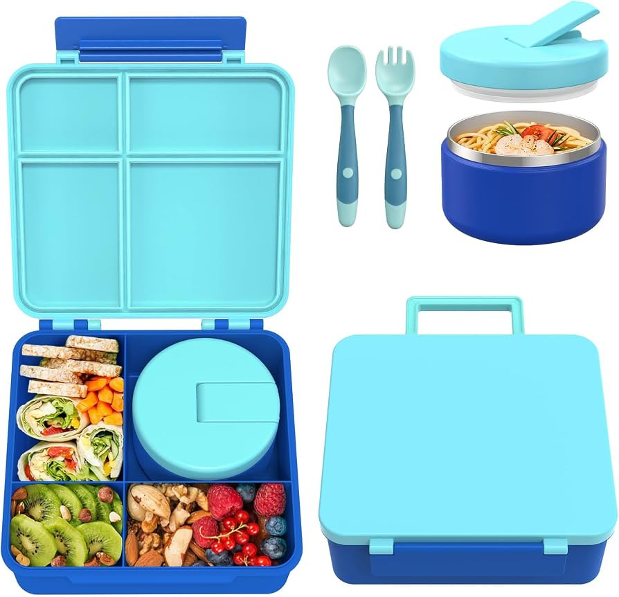 Pawtong Bento Lunch Box with 8oz Soup Thermo, Kids Leakproof Lunch Food Containers with 4 Compart... | Amazon (US)