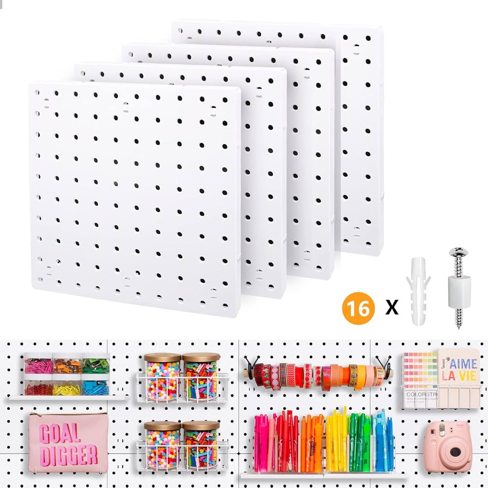 TATU 4Pcs Pegboard, Pegboard Wall Organizer Panels, Easy Installation, Pegboard Combination Kit f... | Amazon (US)
